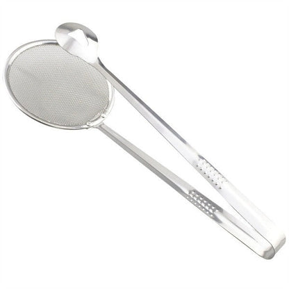 2in1 Stainless Steel Filter Spoon With Clip Food Kitchen Oil