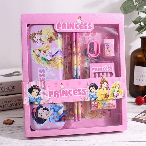 Frozen fever princess girl Stationery Set Kit (small) Combo (Geometry Box Unicorn Eraser Sharpener Scale and Colours box School