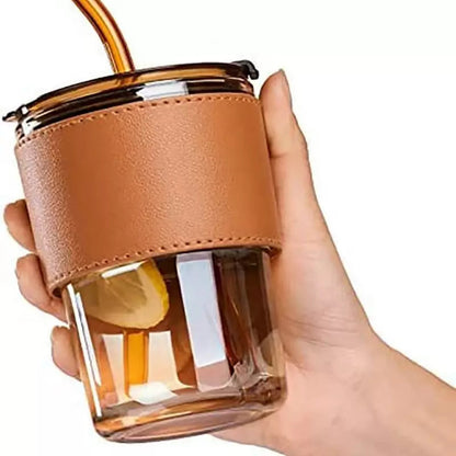Glass Jar with Straw 450ml | Pack of 1
