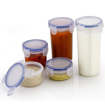 Plastic Airtight Food Storage Containers with Leak Proof Locking Lid Storage container Set of 5 (110 ml,160 ml,210 ml,400 ml,500 ml)