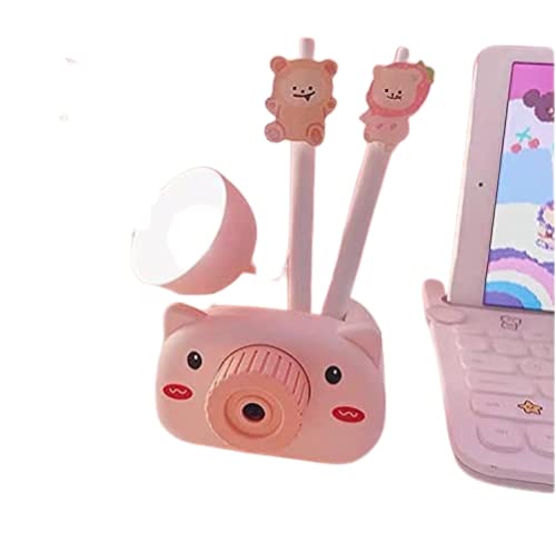 Kids Cartoon Pig LED Lamp Pen Holder & Pencil Stand – Study Organizer