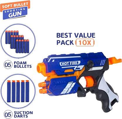 Hot Fire Toy Gun with 10 Foam Bullets & Light Toy Guns, Durable and Safe Design