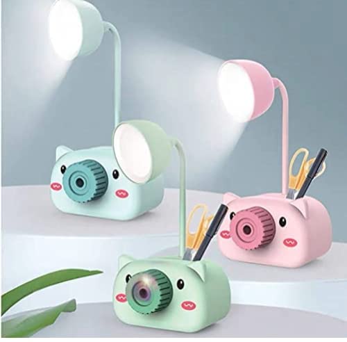 Kids Cartoon Pig LED Lamp Pen Holder & Pencil Stand – Study Organizer