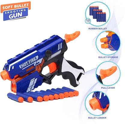 Hot Fire Toy Gun with 10 Foam Bullets & Light Toy Guns, Durable and Safe Design