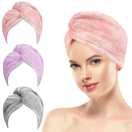 Pack of 3 | Hair Towel Wrap Absorbent Towel | Hair-Drying Hair Warp Towel | Super Quick-Drying Microfiber Bath Towel | Hair Dry Cap Salon Towel