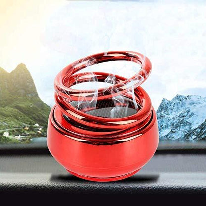 Solar Powered Rotating Red Solar Perfume Car Air Freshener Car Dashboard Accessory for Car