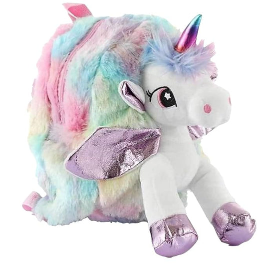 Unicorn 3D Soft Rainbow Plush Fur Cute Children Toy School Shoulder Backpack Bag for Kids Girls Plush Bag