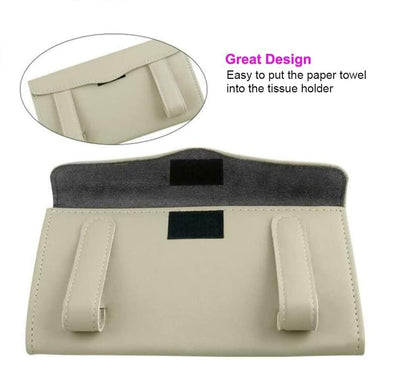 Car Tissue Holder, Sun Visor Napkin Holder, Car Visor Tissue Holder, Tissue Holder for Car (Beige)(with Tissue Paper)