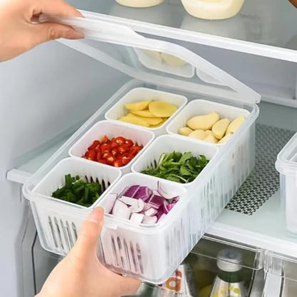 Kitchen Storage Set | Fridge Storage Boxes | Freezer Storage Containers | Vegetable Storage Box with Draining Crisper | Refrigerator Food Organizer | Multi-Purpose Box (1 Pcs)