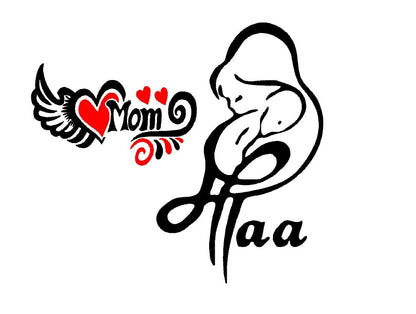 Maa and Mom Sticker Car and Bike Sticker 17x15cm