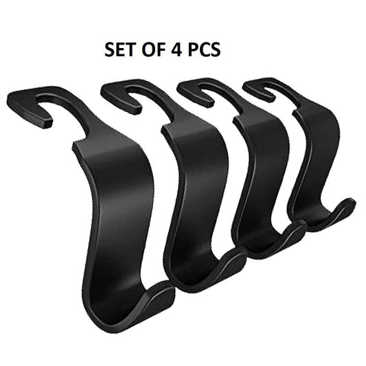 Pack of 4 Pcs | Car Back Seat Hook/Hanger, Universal Head Rest Hook, Car Hooks for Handbag, Wallets, Grocery Bags(Black)