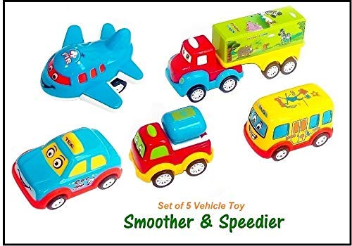 Automobile Unbreakable Pull Back Toy Vehicles | Set of 5 - Multicolor