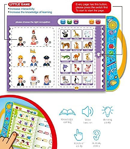 Fun Activities Learning Book, Electronic Intelligent Book with All Learning Materials with Clear Voice with Touch Sensors for Kids | Multi Color and Eraser