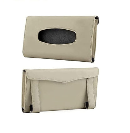 Car Tissue Holder, Sun Visor Napkin Holder, Car Visor Tissue Holder, Tissue Holder for Car (Beige)(with Tissue Paper)