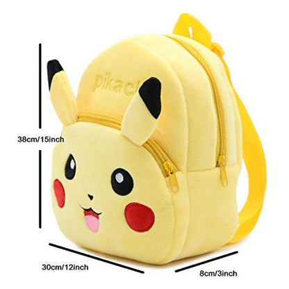 Pikachu Kids School Bag with Water bottle | Plush & Cartoon Bag for Boys and Girls ,Yellow