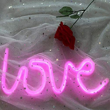 Premium Pink LED Love Neon Sign - USB/Battery for Wall & Event Decor