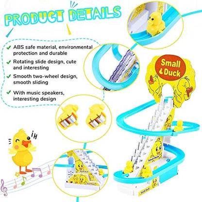 Duck Track Toys for Kids - Small Ducks Stair Climbing Toys for Kids, Escalator Toy with Lights and Music - 3 Duck Included (Duck Track)