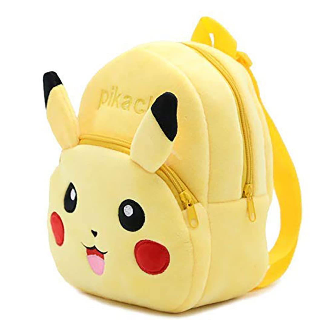 Pikachu Kids School Bag with Water bottle | Plush & Cartoon Bag for Boys and Girls ,Yellow