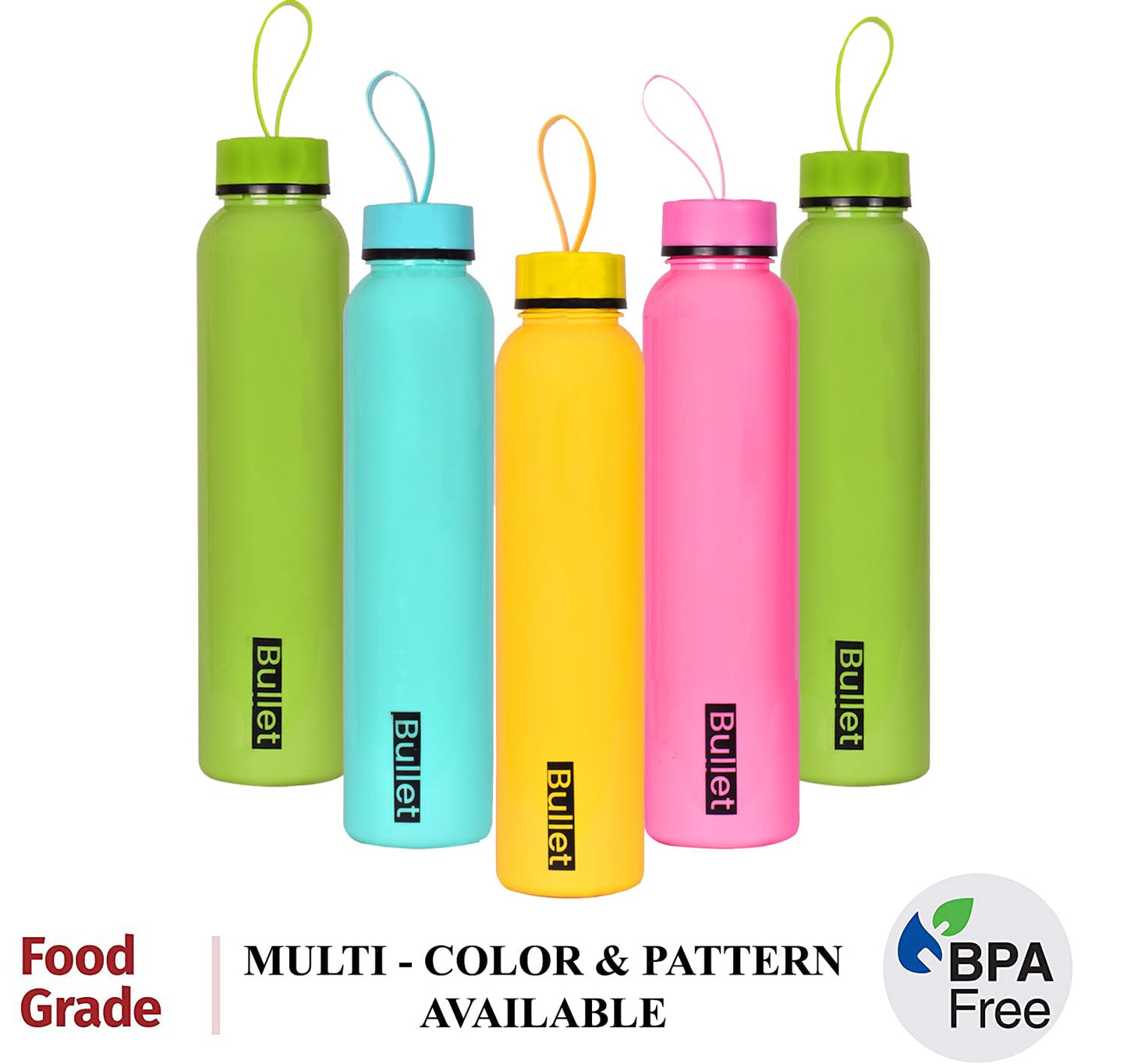 Pack of 6 - Colorful Plastic Water Bottle for Fridge, for Home, Office, Gym & School Boy 1 Liter Bottle, Pieces Set Combo