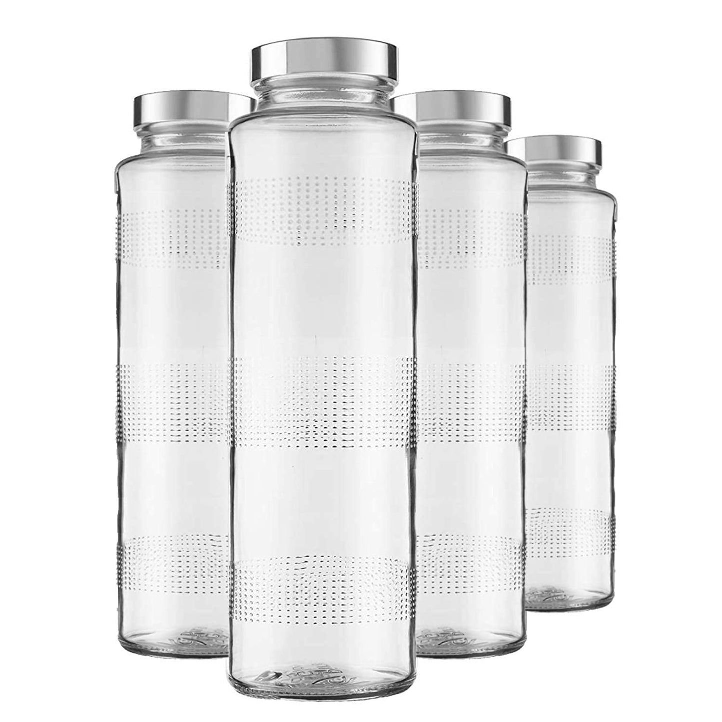 Set of 2 - 750 ml Glass Water Bottle with Leak-Proof Airtight Stainless Steel Lid for Water, Smoothie, Juices