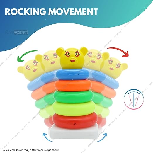 Smiley Stacking Toys Coloring Teddy Bear Face Rings for Kids 5 Ring Multi Color