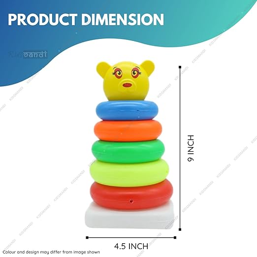 Smiley Stacking Toys Coloring Teddy Bear Face Rings for Kids 5 Ring Multi Color