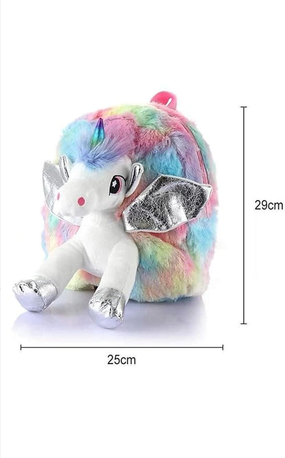 Unicorn 3D Soft Rainbow Plush Fur Cute Children Toy School Shoulder Backpack Bag for Kids Girls Plush Bag