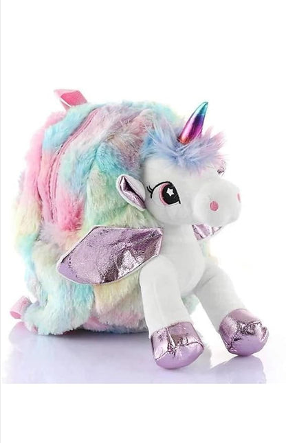 Unicorn 3D Soft Rainbow Plush Fur Cute Children Toy School Shoulder Backpack Bag for Kids Girls Plush Bag