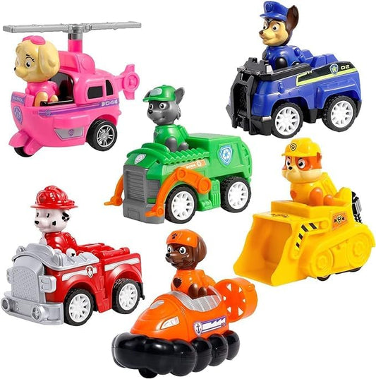 Paw Patrol 6 in 1 Action Figure Toys with Friction Power Push