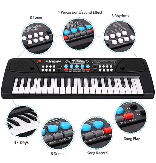 37 Key Piano Keyboard Toy With DC Power Option, Recording And Mic, Electronic Piano Keyboard Multi-Function Portable Piano Keyboard Analog Portable Keyboard