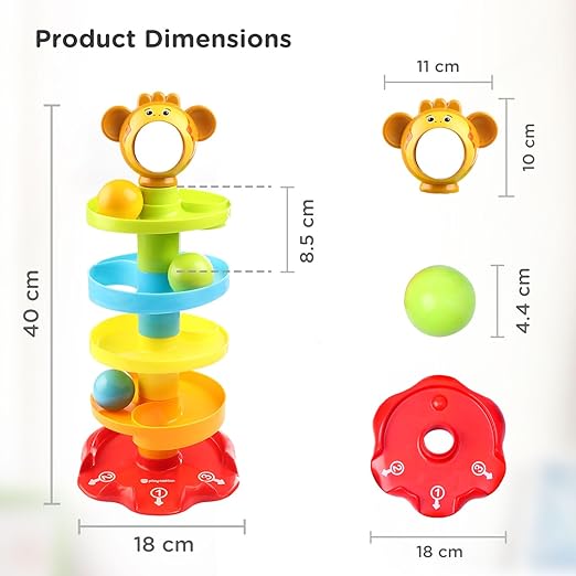 Little Berry Ramp Roll Ball Tower for Baby and Toddlers | 5 Layer Ball Drop & Roll Swirling Tower