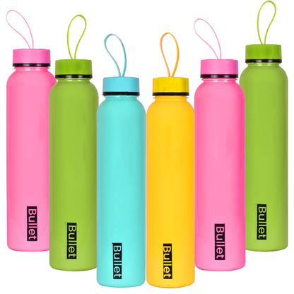 Pack of 6 - Colorful Plastic Water Bottle for Fridge, for Home, Office, Gym & School Boy 1 Liter Bottle, Pieces Set Combo