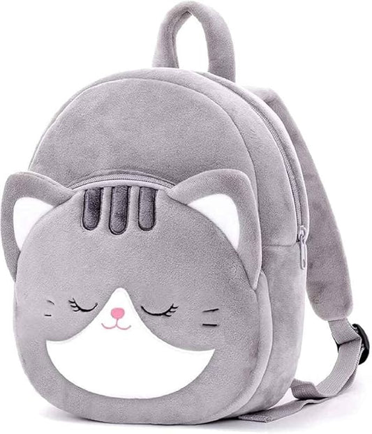 10L Cute Cat Velvet Plush Backpack: Cartoon Animal School Bag for Kids