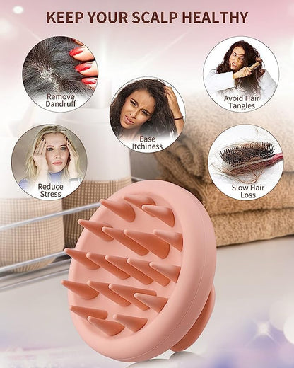 Hair Scalp Manual Massager Shampoo Brush with Soft Silicone Bristles for Blood Circulation