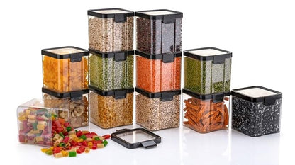 Plastic Grocery Container - 500 ml  (Pack of 6, Black)