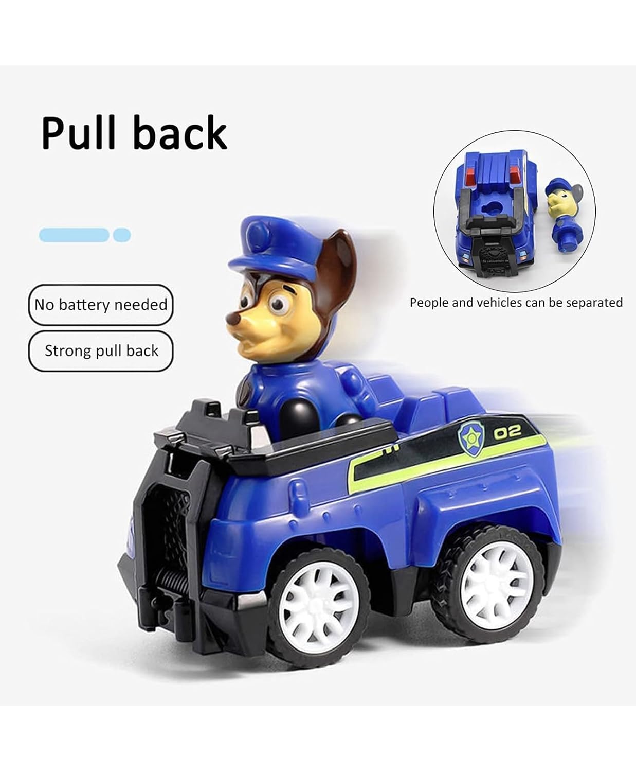 Paw Patrol 6 in 1 Action Figure Toys with Friction Power Push