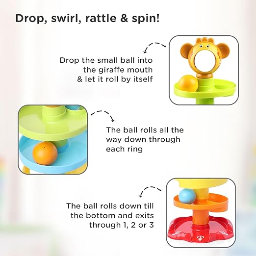 Little Berry Ramp Roll Ball Tower for Baby and Toddlers | 5 Layer Ball Drop & Roll Swirling Tower