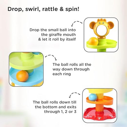 Little Berry Ramp Roll Ball Tower for Baby and Toddlers | 5 Layer Ball Drop & Roll Swirling Tower