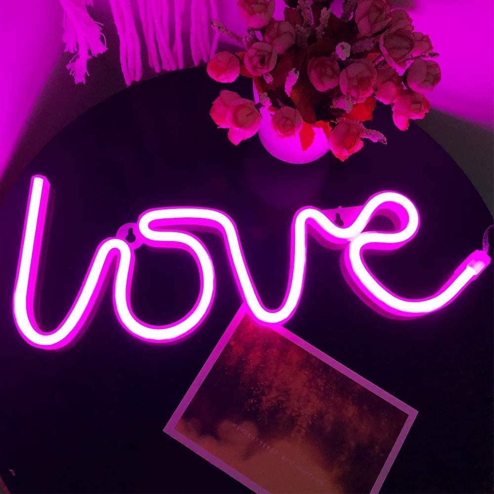 Premium Pink LED Love Neon Sign - USB/Battery for Wall & Event Decor