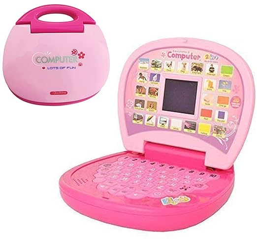 Educational Mini Laptop Computer for Kids Boys Girls - Learning Alphabet and Numbers with LED Display and Music - 16 x 14 cms - Colour As per Stock