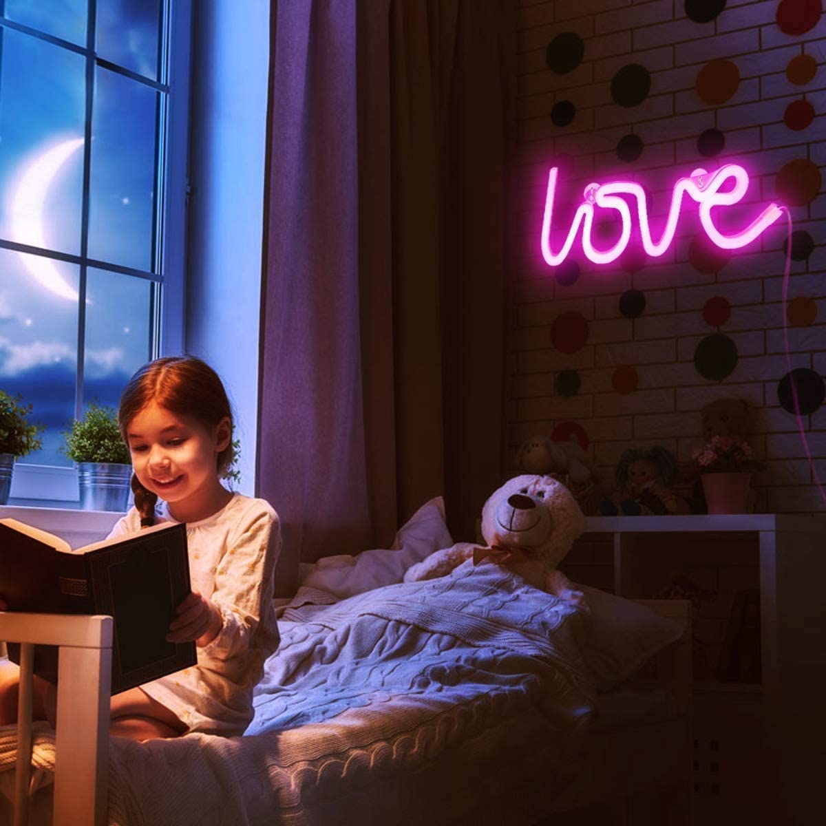 Premium Pink LED Love Neon Sign - USB/Battery for Wall & Event Decor