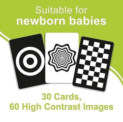 High Contrast Flash Cards for New Born Baby - Black & White | 30 Cards - 60 Objects