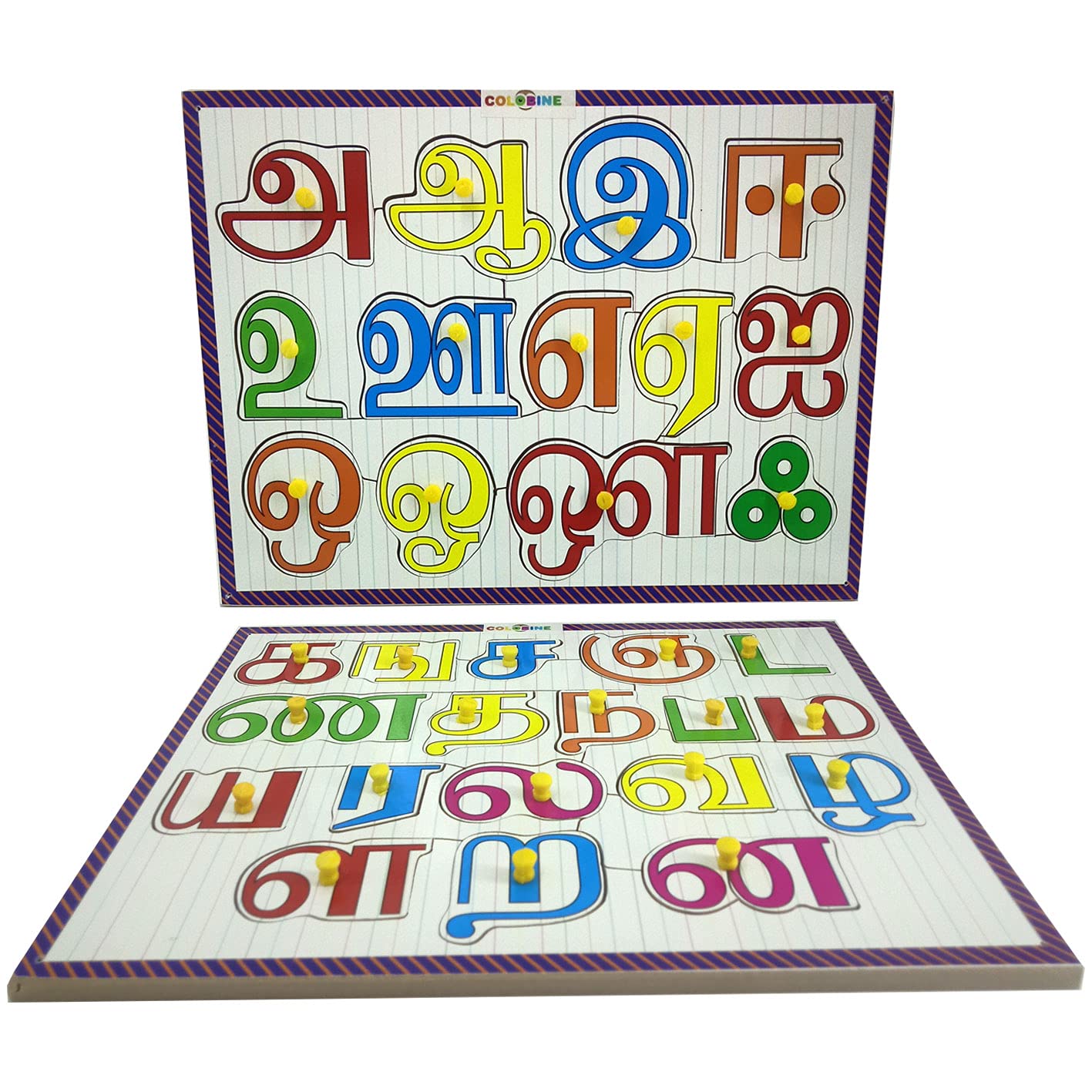 Wooden Tamil Alphabets Tracing & Practice|Multicolour