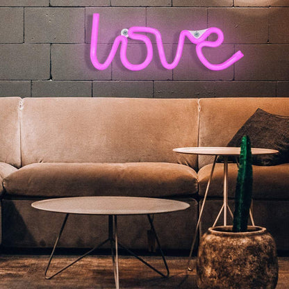 Premium Pink LED Love Neon Sign - USB/Battery for Wall & Event Decor