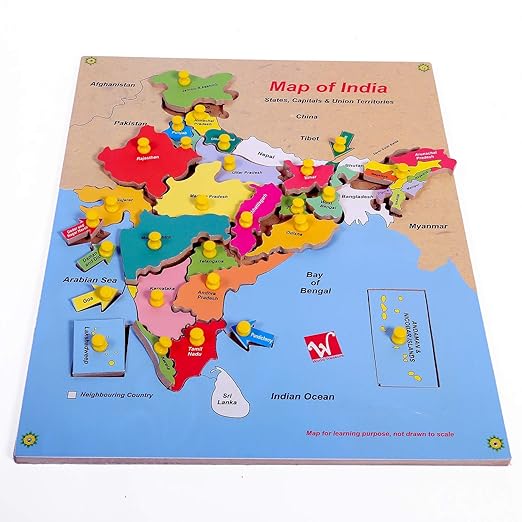 Maps Wooden Puzzle for kids, Multicolour