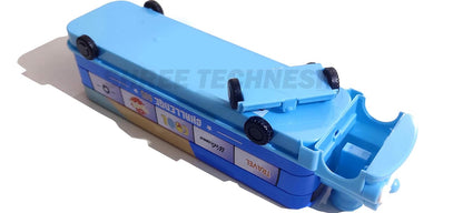 Amazing Cartoon Printed Train Metal Pencil Box with Moving Wheels for Kids