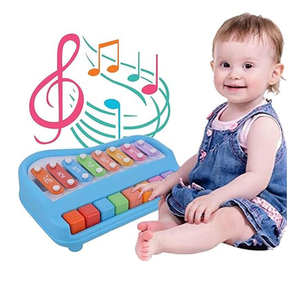 2 in 1 Baby Piano Xylophone Toy, Child Safe Music Toy with 8 Color Key