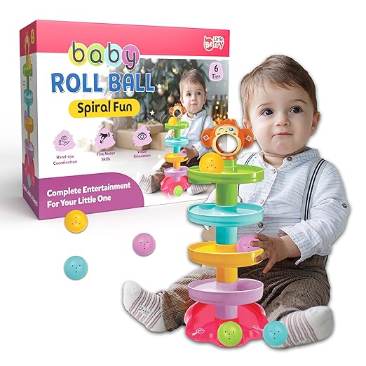 Little Berry Ramp Roll Ball Tower for Baby and Toddlers | 5 Layer Ball Drop & Roll Swirling Tower