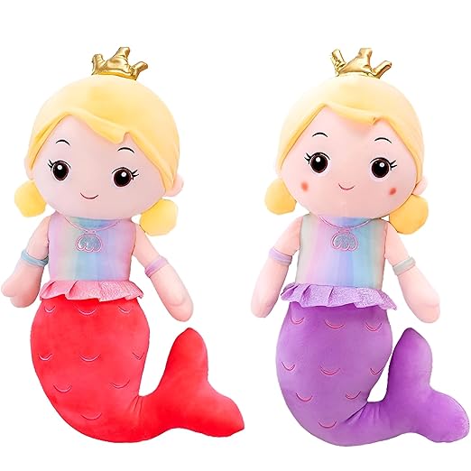 Mermaid Doll Plush Soft Baby Teddy Bear Toys for Girls Kids Boys (MultiColor) - 2 Pc