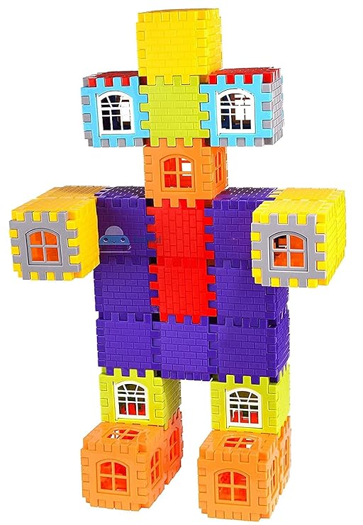 House Building Blocks Games for Kids, Multicolor  ( 50+ Pcs BIG Size ) (41 Block & 9 Windows)